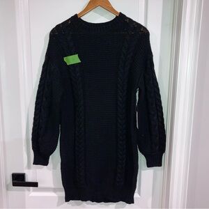 Black Cable Knit Sweater Dress - size S